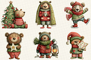 Christmas Teddy Bear Clipart, an Illustration by DreamCafeArt (Thumbnail 3 of 7)