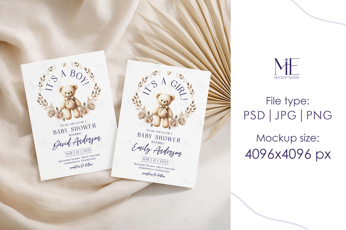 Double Greeting Invite Cards Mock-up, an Advertising Mockup by Mie Mockup Studio (Photo 6 of 7)
