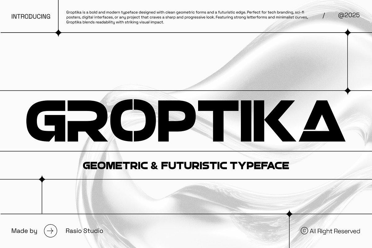 Groptika Geometric Futuristic Font, a Sans Serif Font by Rasio Studio (Photo 1 of 7)