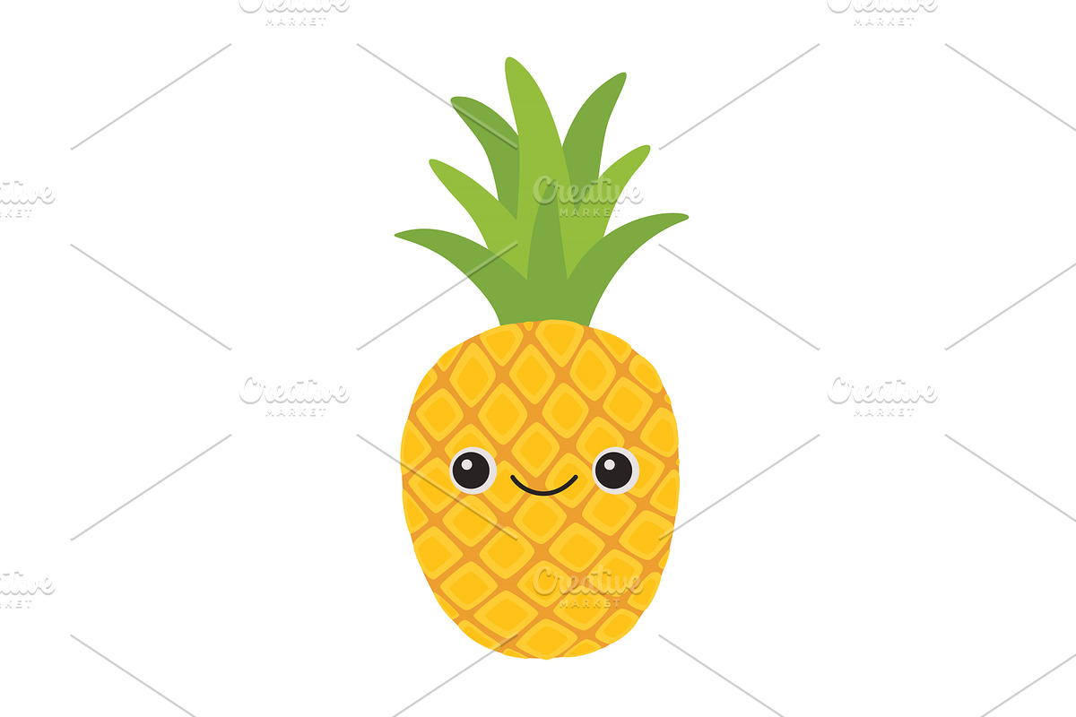 Cute fruit pineapple cartoon, a Food Illustration by Nadzin