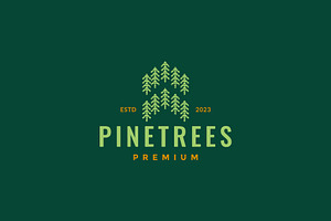 pines trees forest minimalist logo, a Branding & Logo Template by devastd