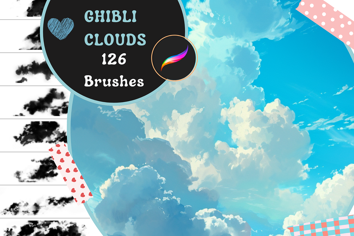 Procreate Ghibli Cloud Brushes, a Brushes & More by nikiartcorner (Photo 1 of 10)