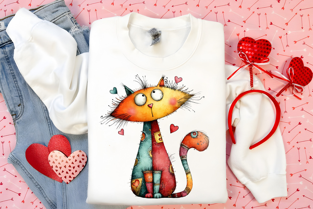 Quirky Valentine Cats Clipart Bundle, an Illustration by Canvas Craft (Photo 5 of 6)