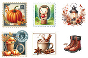 Autumn Fall Postage Stamp Clipart, an Illustration by DreamArtGraphic (Thumbnail 4 of 5)