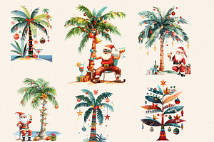 TROPICAL PALM CHRISTMAS CLIPART