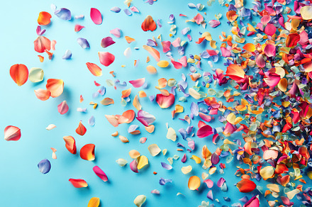 Beautiful pink spring flower petals in air, a Background Photo by AlyaAnd