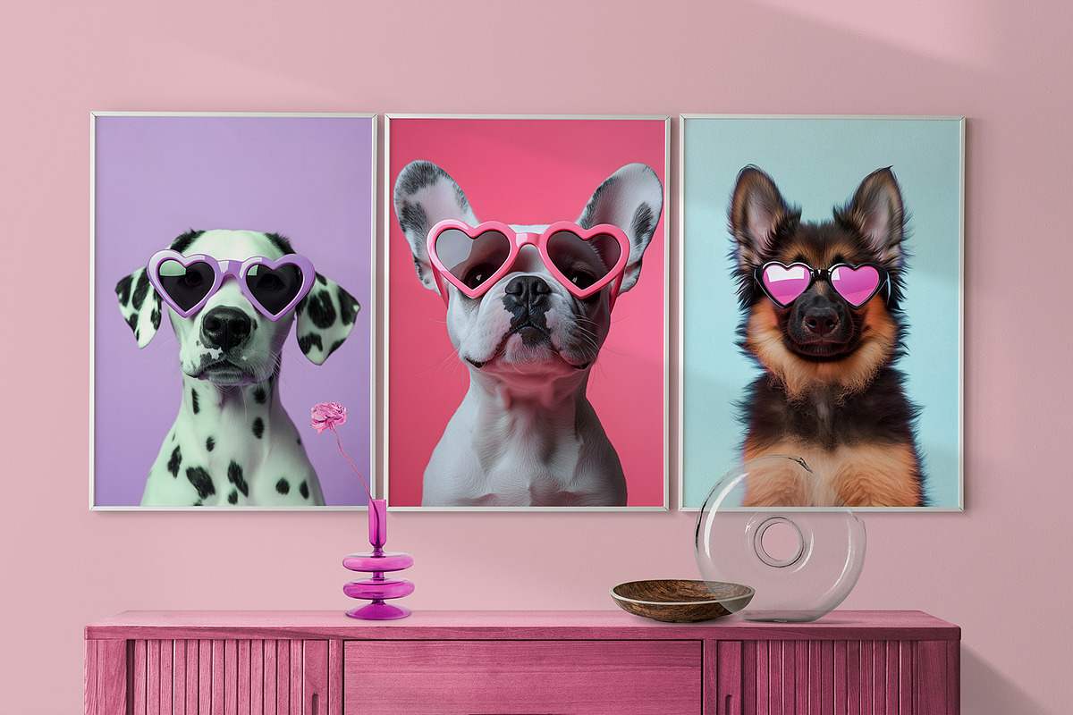 Funky Dogs in Sunglasses Poster Pack, an Illustration by HabitusDesigns (Photo 4 of 9)
