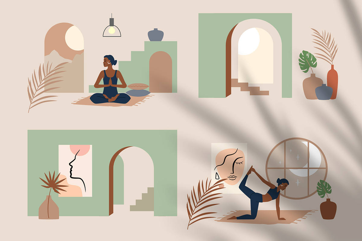 Relax & meditation. Vector woman set, a Person Illustration by bioraven (Photo 11 of 12)