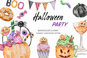 Watercolor Halloween Candy Clipart