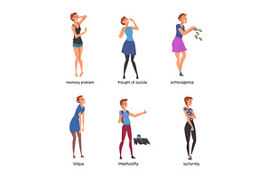 Woman with Bipolar Disorder, a Person Illustration by TopVectors