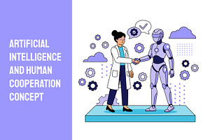 Ai & Human Cooperation Illustration, a Person Illustration by Partikusi Design