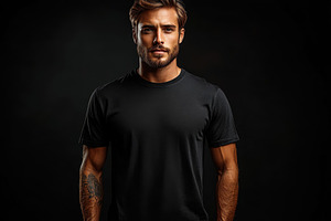Confident young man poses against a, a Photo by Tanuart