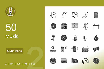 Music Glyph Icons, an Icon by IconBunny