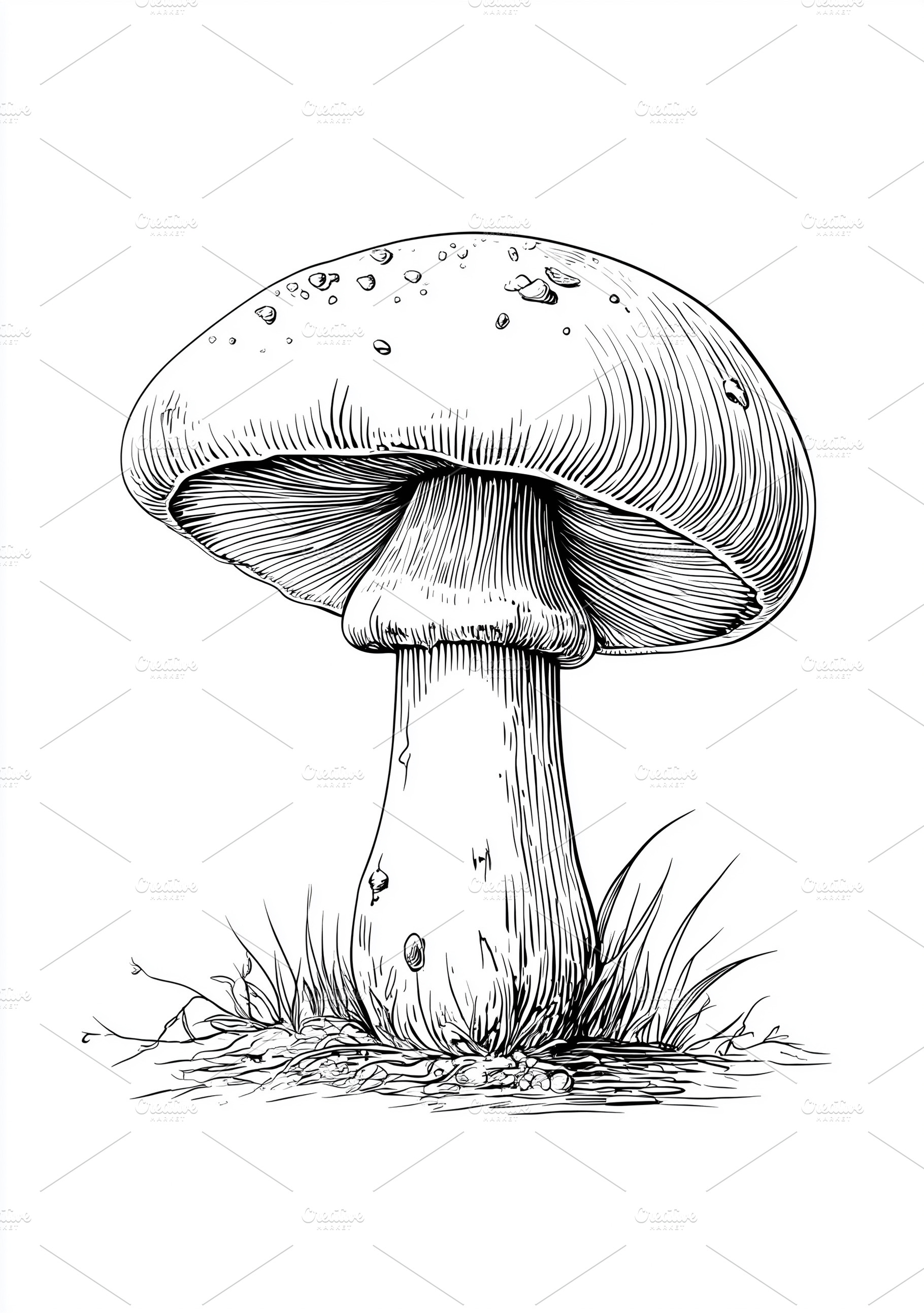 Detailed hand drawn mushroom growing, a Nature Photo by MistyDay