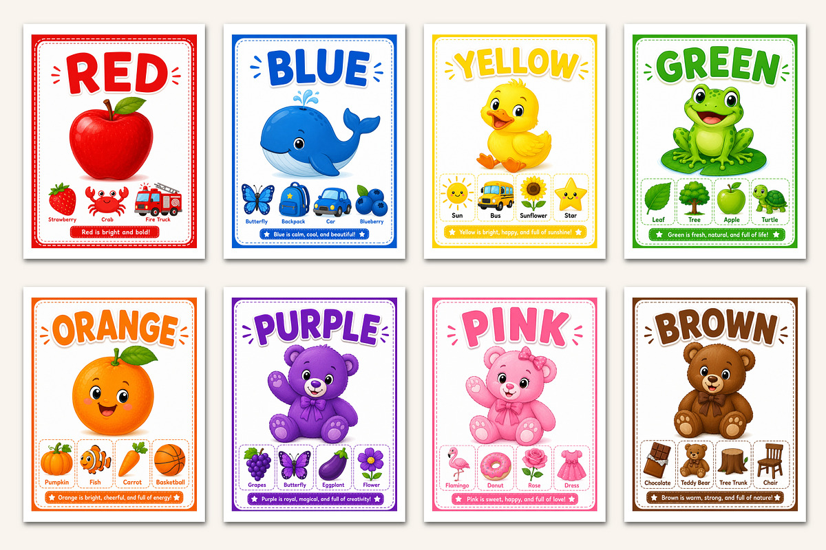 Colors and Shapes Flash Cards, a Stationery Template by Designmela01 (Photo 2 of 5)