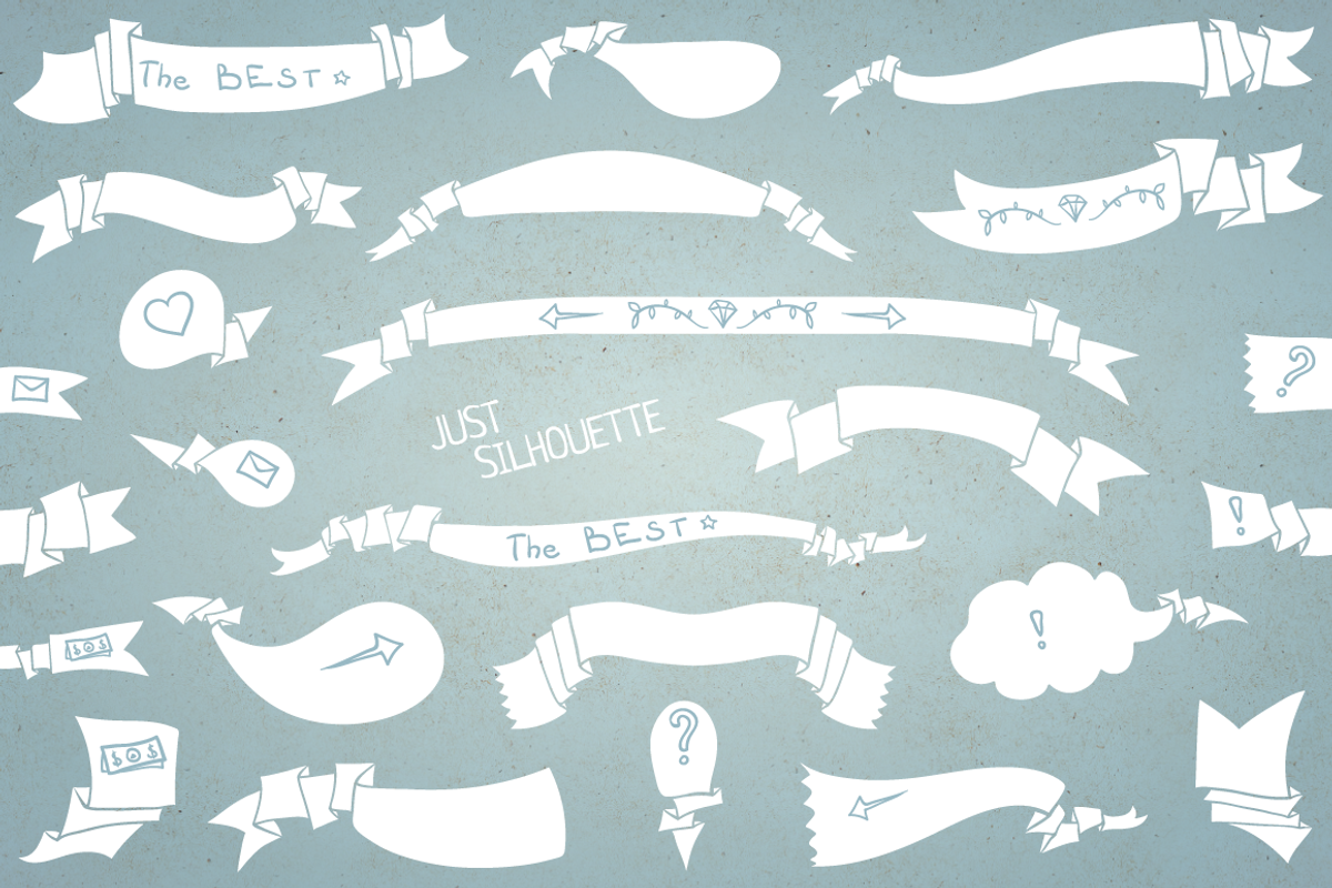Set of ribbons banners preview 3