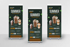 Coffeeshop Promotion Roll Up Banner, a Print Template by Annora Studio