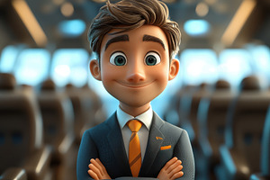 Young boy in a suit smiling happily, a Photo by Tanuart