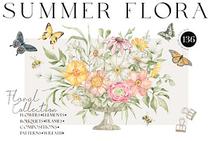 Flowers & Butterflies. Summer Botany