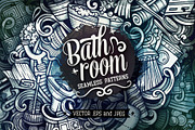 Bathroom Graphics Seamless Patterns, a Pattern Graphic by BALABOLKA (Thumbnail 1 of 7)