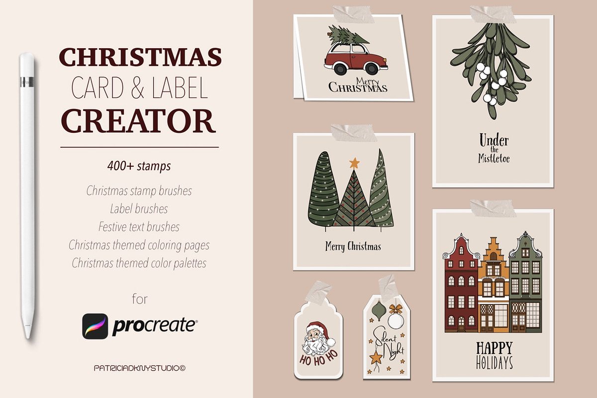 Procreate Christmas Card Creator, a Brush Add-On by PDknyStudio (Photo 1 of 9)