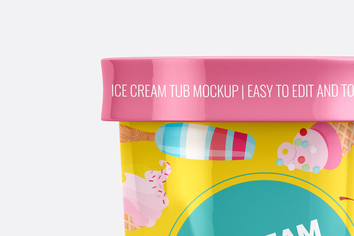 Ice Cream Tub Mockup - 8 views, a Packaging Mockup by Illusiongraphic (Photo 11 of 19)