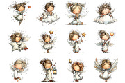 Whimsical Angels Clipart, an Illustration by Designking (Thumbnail 3 of 5)