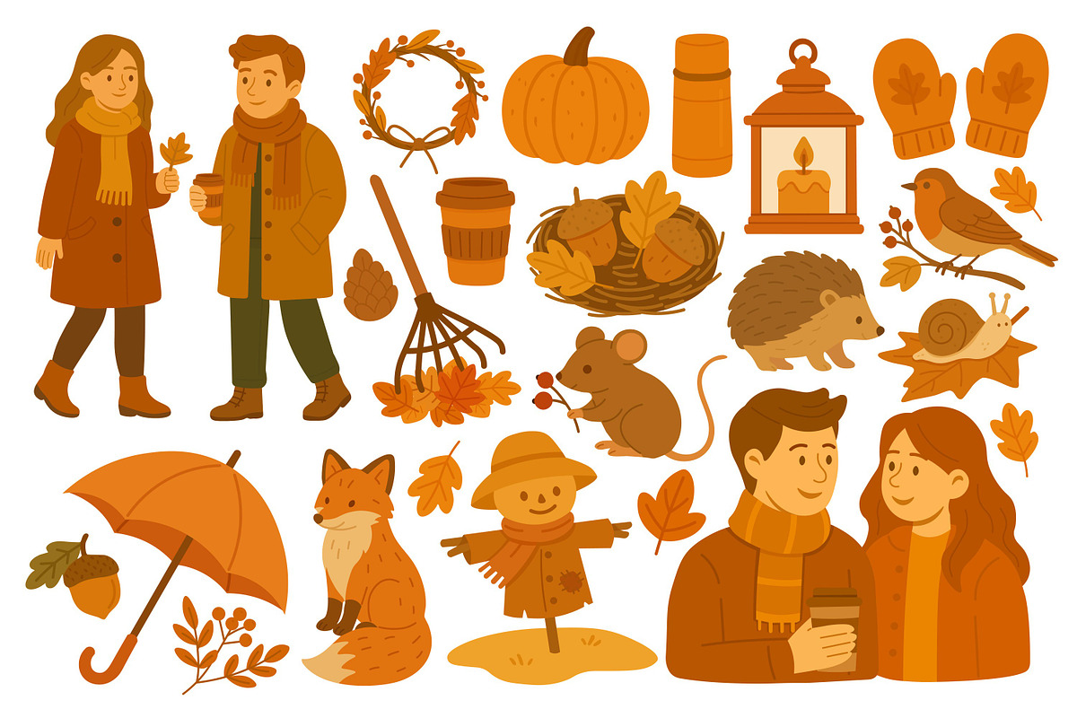 Autumn set, a Seasonal Illustration by ananastya (Photo 5 of 10)