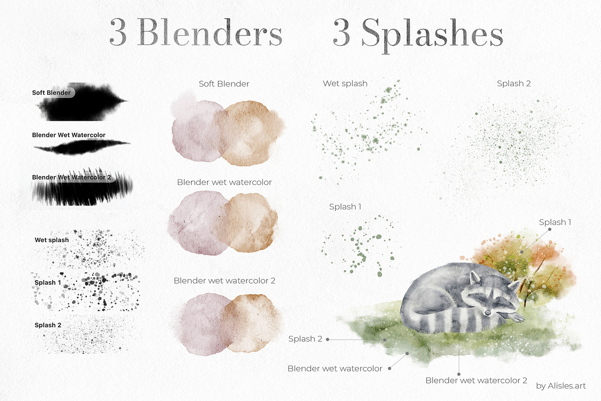 Watercolor Brushes for Procreate, a Brush Add-On by Alisles (Photo 6 of 12)