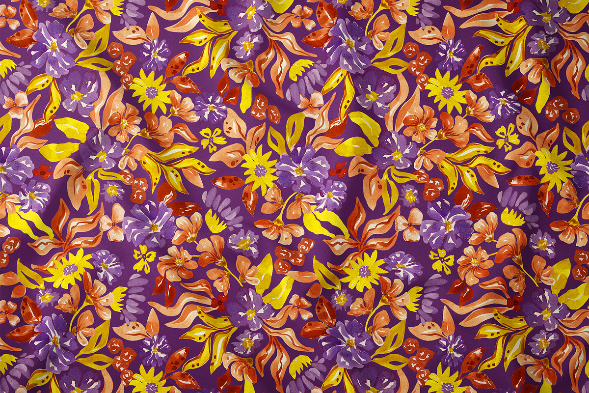 Watercolor summer floral pattern, a Pattern Graphic by SirenaArt (Photo 7 of 12)