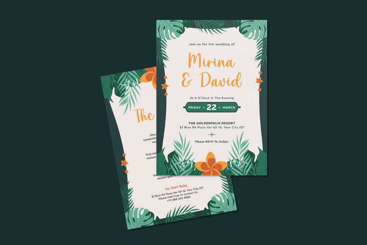 Tropiel Wedding Invitation Template, an Invitation Template by iDoodle Studio (Photo 2 of 4)