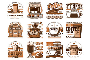 Coffee Cups, Beans, Grinder Icons