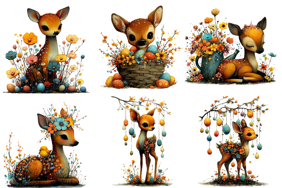 Easter baby deer Clipart, an Illustration by Designworld (Photo 2 of 5)
