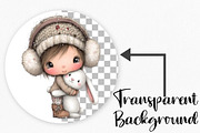 Watercolor Winter Kids Clipart, an Illustration by Canvas Craft (Thumbnail 4 of 8)