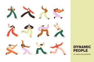 Happy, dynamic people dancing set, a Person Illustration by Good Studio