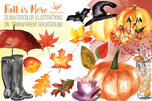 Fall Autumn & Halloween Watercolors