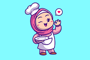 Cute Chef Girl Hijab Holding Plate, a Person Illustration by Catalyst Labs (Thumbnail 2 of 3)