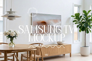 White Samsung Frame Tv Mockup PSD