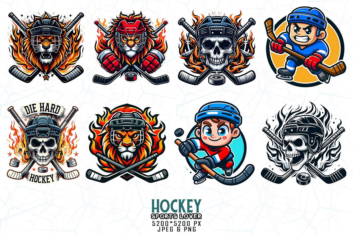 100 Retro Vintage Hockey Skull PNG, an Illustration by Sofia's Fashion (Photo 6 of 11)