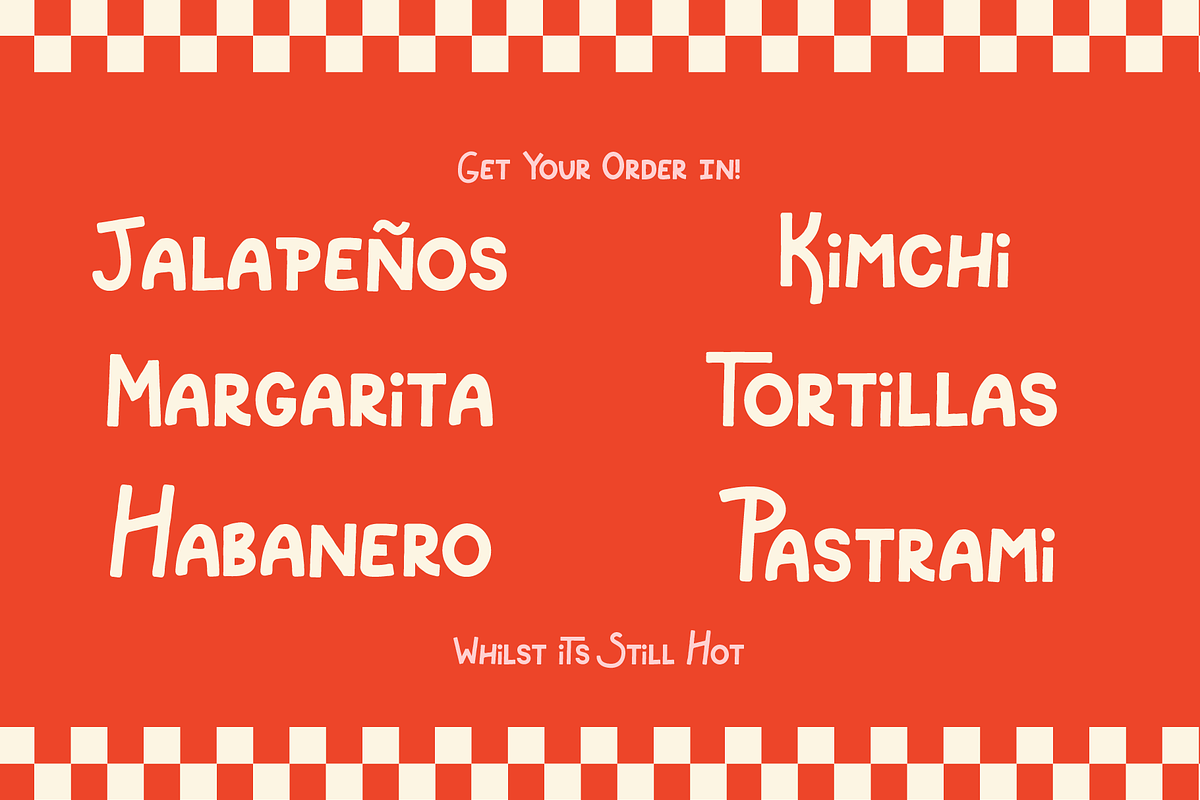 Retro foodie Handdrawn Font Kimchi, a Font by Courtney Flannagan Design (Photo 8 of 9)