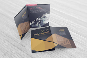 Double Gatefold Brochure Mockups