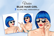Vector Blue Hair Girl, a Person Illustration by Iryna Denysova (Thumbnail 1 of 4)