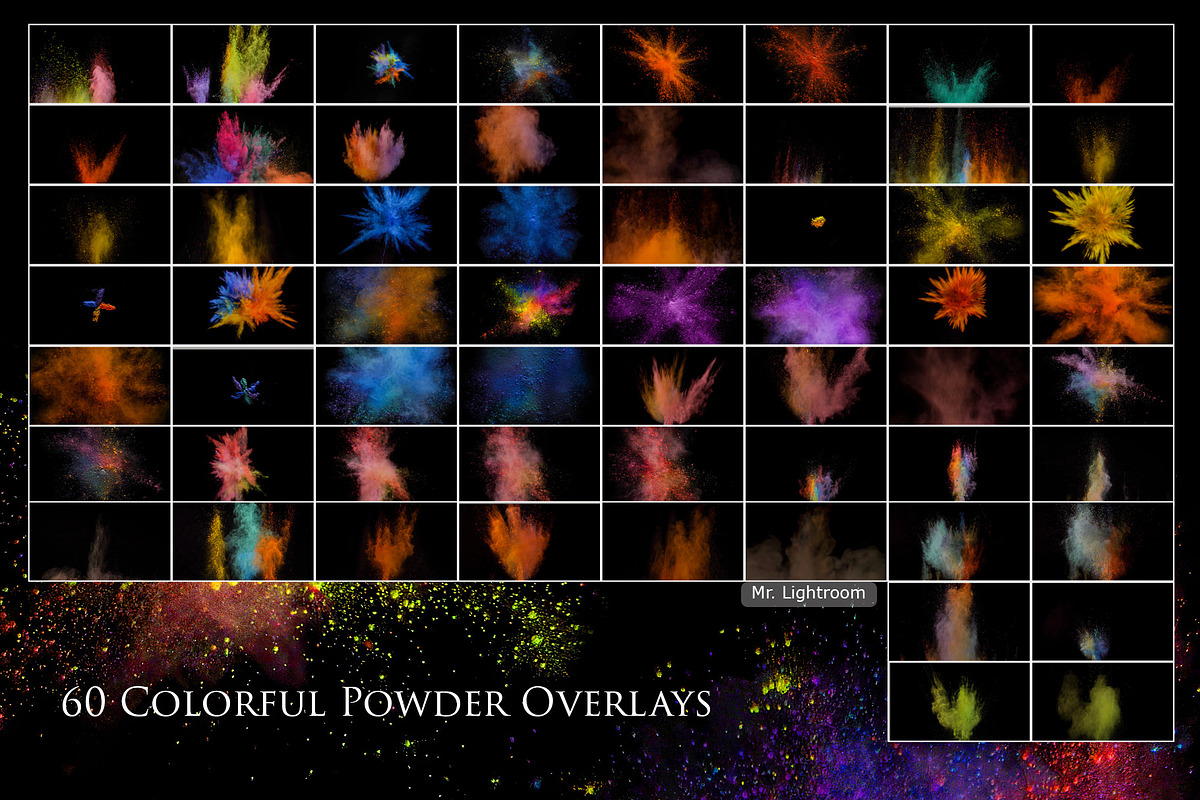 60 Colorful Powder Explosion Overlay, a Brushes & More by HappyNews