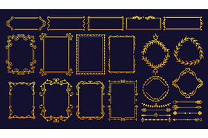 Vintage gold frames. Square and, an Illustration by Vectorbuum