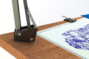 Blueprint Desk With Lamp