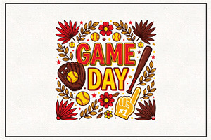 Game Day Softball Coquette Png, a Work Illustration by CraftArtStudio