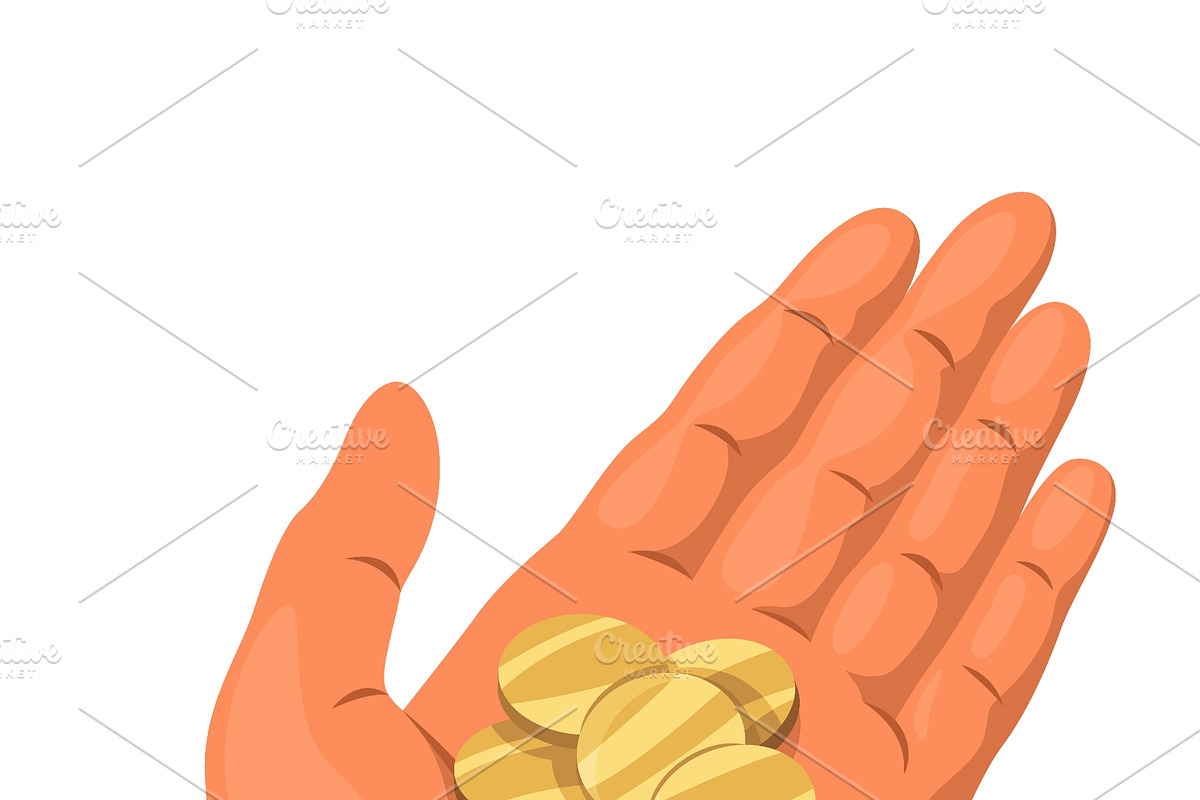 Hand holding gold coins palm, a Finance Illustration by Things for designers (Photo 3 of 3)