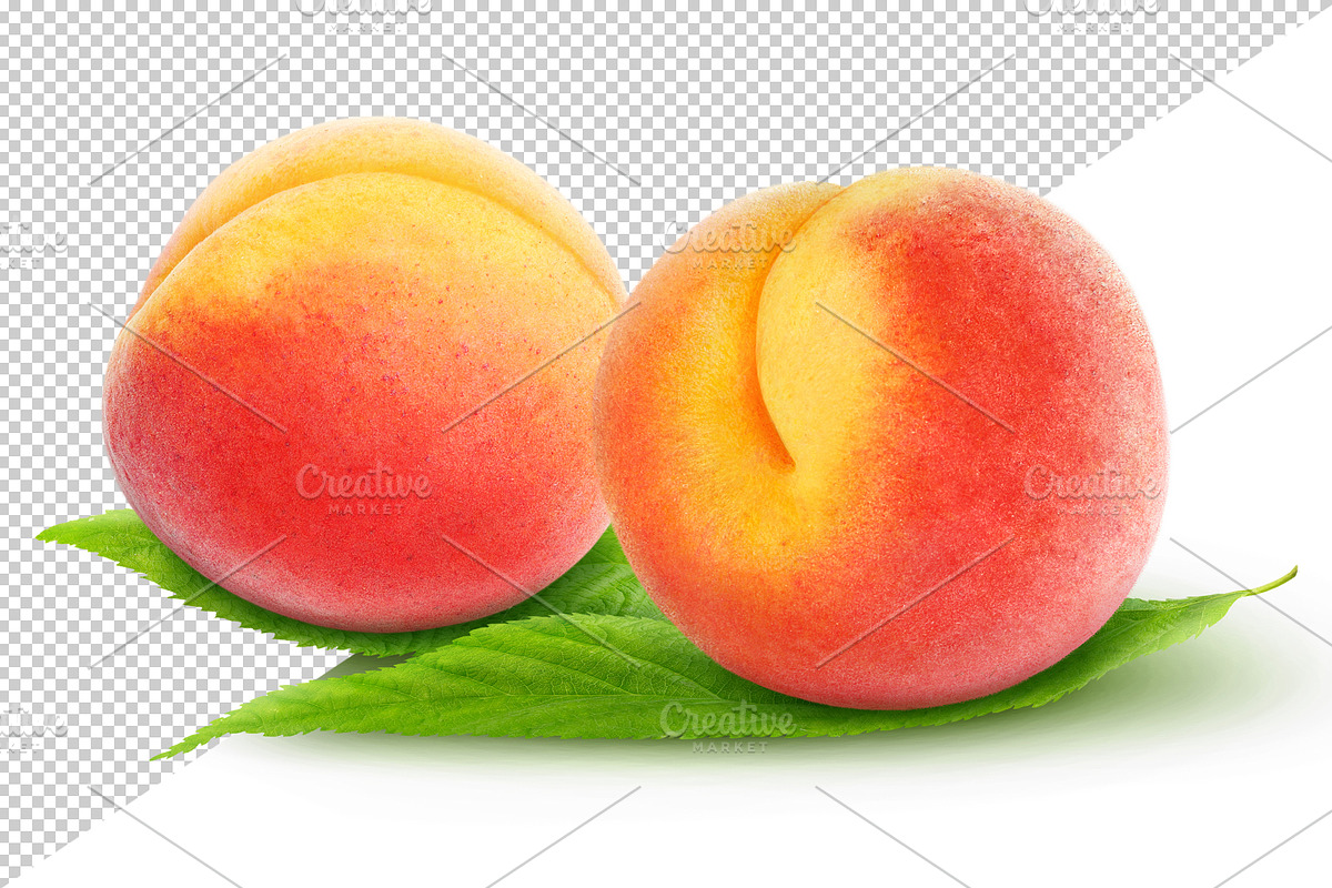 Fresh peaches with leaves preview 4