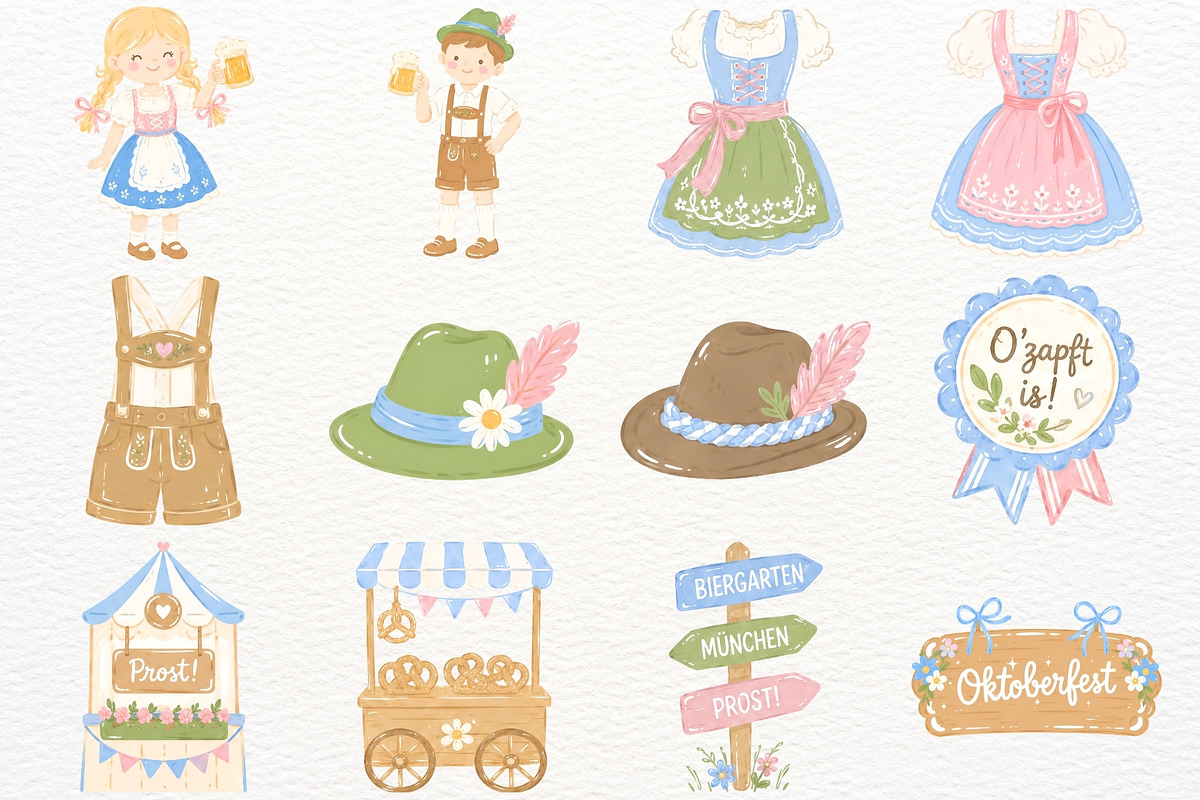 Oktoberfest Festival Clipart Autumn, a Seasonal Illustration by SugarCloudStudioArt (Photo 3 of 6)