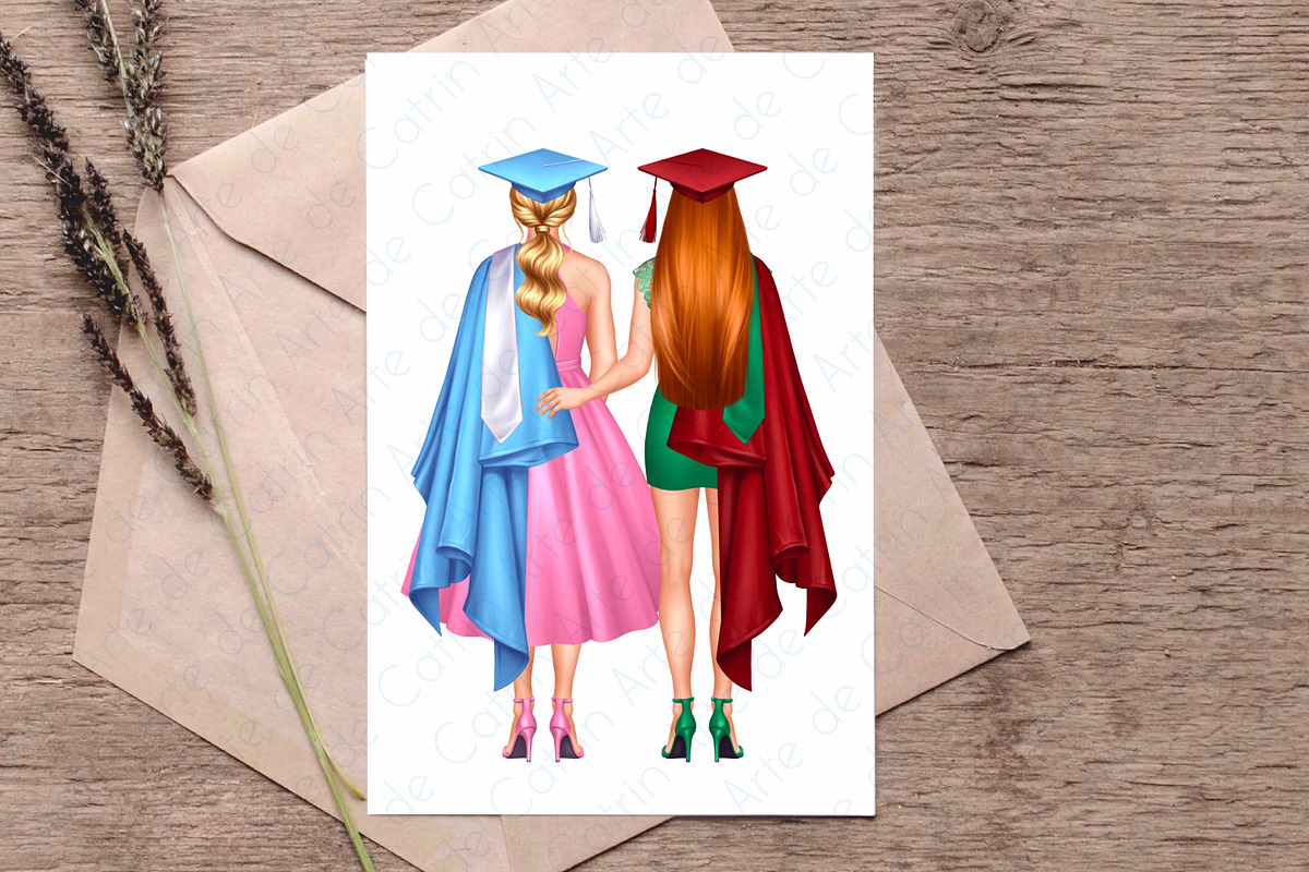 University Graduates Girls Clipart, a Person Illustration by ArtedeCatrin (Photo 9 of 11)